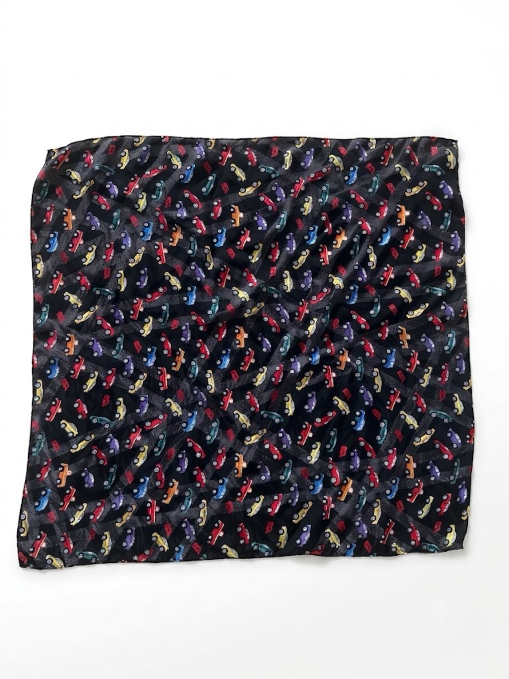 ADP 100% Silk Scard Car Print Vintage